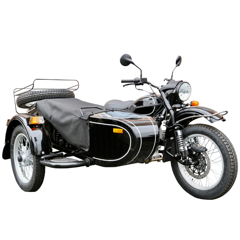 Schwarzes Motorrad-Gespann